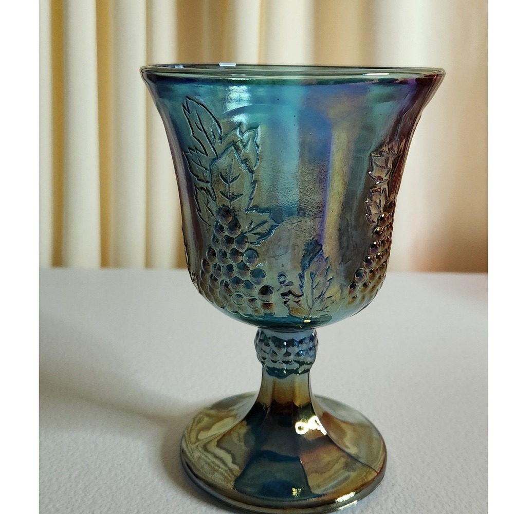 Indiana Glass Iridescent Blue Harvest Grape Goblet